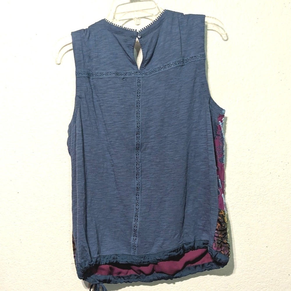 Tiny Anthropologie Lace Burnout Velvet Mixed Media Sleeveless Top Purple Blue‎ L - Picture 15 of 16